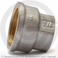 Муфта латунная переходная ВР (ВН) Ду 32-25 (1 1/4"- 1") никель Aquasfera Муфта латунная переходная ВР (ВН) Ду 32-25 (1 1/4"- 1") никель Aquasfera