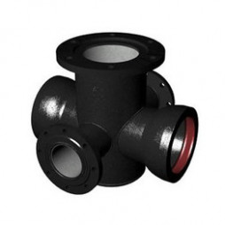 Крест с пожарной подставкой раструб-фланец ППКРФ ВЧШГ с ЦПП Ду 600-500