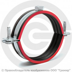 Хомут крепежный оцинкованный с резиновой прокладкой Ду-80 (Дн 73-80) (2 1/2") ±2мм М10 б/к