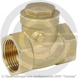 Клапан обратный поворотный латунный Ду-32 (1 1/4") Ру-30 ВР (ВН) (Т<100°С) латунь Aquasfera 3003