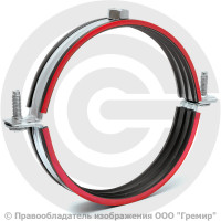 Хомут крепежный оцинкованный с резиновой прокладкой Ду-125 (Дн 132-137) (5") ±2мм М10 б/к Хомут крепежный оцинкованный с резиновой прокладкой Ду-125 (Дн 132-137) (5") ±2мм М10 б/к