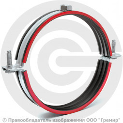 Хомут крепежный оцинкованный с резиновой прокладкой Ду-125 (Дн 132-137) (5") ±2мм М10 б/к