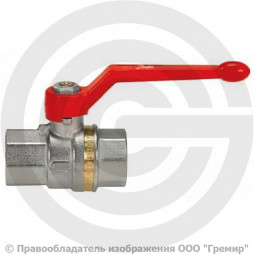 Кран латунный Ду-32 (1 1/4") Ру-40 ВР (ВН) никель полнопроходной рычаг Ридан BVR-R