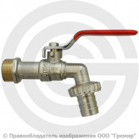 Кран латунный спускной Ду-25 (1") Ру-10 НР (НАР) под шланг Ридан BVR-CR Кран латунный спускной Ду-25 (1") Ру-10 НР (НАР) под шланг Ридан BVR-CR