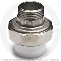 Муфта PP-R комбинированная разъемная белая НР (НАР) Дн 75-2 1/2" VALFEX