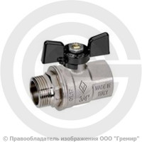 Кран латунный Ду-25 (1") Ру-30 ВР-НР (ВН-НАР) никель бабочка Bugatti серия 917 Кран латунный Ду-25 (1") Ру-30 ВР-НР (ВН-НАР) никель бабочка Bugatti серия 917