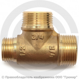 Тройник латунный переходной НР (НАР) Ду 15-15-15 (1/2"-1/2"-1/2") VALFEX