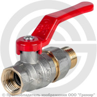 Кран латунный Ду-15 (1/2") Ру-40 ВР-"Американка" никель полнопроходной рычаг красный Dist Стандарт Кран латунный Ду-15 (1/2") Ру-40 ВР-"Американка" никель полнопроходной рычаг красный Dist Стандарт