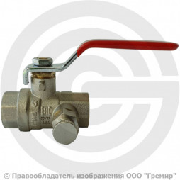 Кран латунный со спускником Ду-40 (1 1/2") ВР (ВН) полнопроходной Ридан BVR-DR