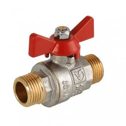 Кран латунный Ду-25 (1") Ру-25 НР (НАР) никель бабочка RTP (РосТурПласт)