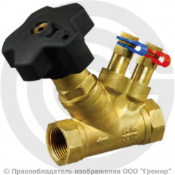 Клапан балансировочный ручной латунный муфтовый Ду-50 Ру-16 ВР (ВН) Kvs=22.5м3/ч с измерительными ниппелями MVT-R LF Ридан