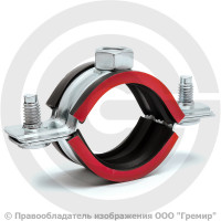 Хомут крепежный оцинкованный с резиновой прокладкой Ду-25 (Дн 32-36) (1") ±2мм М8 б/к Хомут крепежный оцинкованный с резиновой прокладкой Ду-25 (Дн 32-36) (1") ±2мм М8 б/к