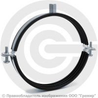 Хомут крепежный оцинкованный с резиновой прокладкой Ду-125 (Дн 132-137) (5") М8/М10 б/к Strongman Хомут крепежный оцинкованный с резиновой прокладкой Ду-125 (Дн 132-137) (5") М8/М10 б/к Strongman
