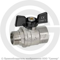 Кран латунный Ду-20 (3/4") Ру-40 ВР-НР (ВН-НАР) никель полнопроходной бабочка Bugatti серия 307 Кран латунный Ду-20 (3/4") Ру-40 ВР-НР (ВН-НАР) никель полнопроходной бабочка Bugatti серия 307