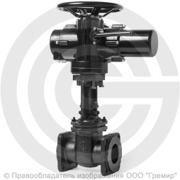 Задвижка чугунная фланцевая Ду-80 Ру-10/16 (Т<225°С) 30ч906бр ЛМЗ с электроприводом Benarmo-А.100/24 (380 В)