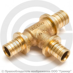 Тройник бронзовый переходной для PE-X труб Дн 25-16-20 RAUTITAN PLATINUM RX Rehau