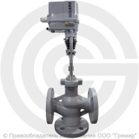 Клапан регулирующий трехходовой смесительный стальной фланцевый на пар Ду-40 Ру-25 Kvy=25 м3/ч с электроприводом Regada ST 0 220В без датчика Энерготехномаш