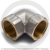 Уголок (угольник) латунный ВР (ВН) Ду-40 (1 1/2") никель Aquasfera
