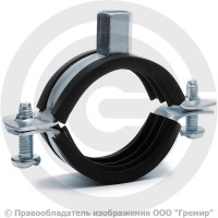 Хомут крепежный оцинкованный с резиновой прокладкой Ду-32 (Дн 38-43) (1 1/4") М8/М10 б/к Strongman Хомут крепежный оцинкованный с резиновой прокладкой Ду-32 (Дн 38-43) (1 1/4") М8/М10 б/к Strongman