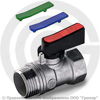 Кран латунный Ду-15 (1/2") Ру-16 ВР-НР (ВН-НАР) полнопроходной флажок с цвет. встав. Giacomini R694 мини Кран латунный Ду-15 (1/2") Ру-16 ВР-НР (ВН-НАР) полнопроходной флажок с цвет. встав. Giacomini R694 мини