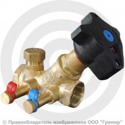Клапан балансировочный ручной латунный муфтовый Ду-20 Ру-16 ВР (ВН) Kvs=6м3/ч с измерительными ниппелями STAD.BY-1 Цветлит