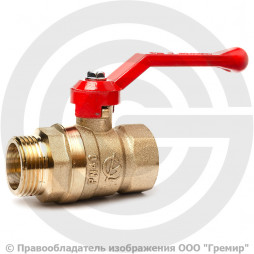 Кран латунный Ду-15 (1/2") Ру-40 ВР-НР (ВН-НАР) рычаг ГАЛЛОП Стандарт 221